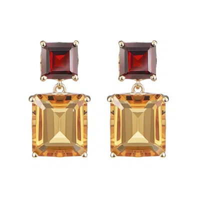Augustine Jewels Women's Garnet & Orange Citrine Octagon Gold Earrings In Multi