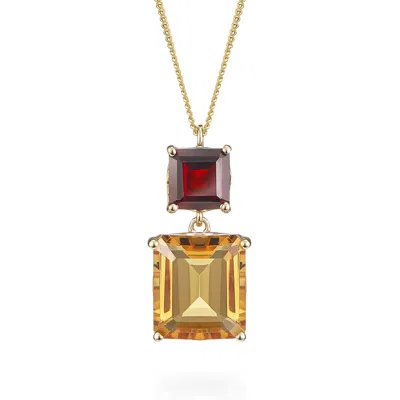 Augustine Jewels Women's Garnet & Orange Citrine Octagon Gold Pendant In Multi