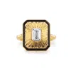Augustine Jewels Women's Gold / Black Art Deco Diamond Gold Cocktail Ring