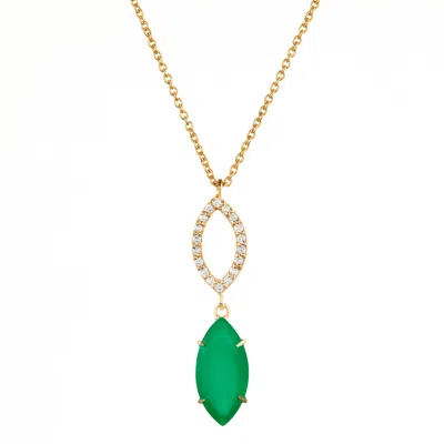 Augustine Jewels Women's Gold / Green Agate & Diamond Necklace In Multi