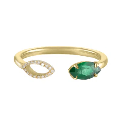 Augustine Jewels Women's Gold / Green Agate & Diamond Ring In Multi