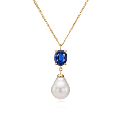 Augustine Jewels Women's Gold / White / Blue Kyanite And Baroque Pearl Drop Necklace In Multi