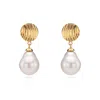 Augustine Jewels Women's Gold / White Gold Shell And Baroque Pearl Short Drop Earrings In Multi