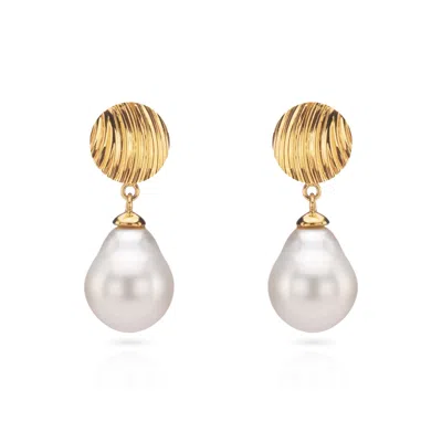 Augustine Jewels Women's Gold / White Gold Shell And Baroque Pearl Short Drop Earrings In Multi