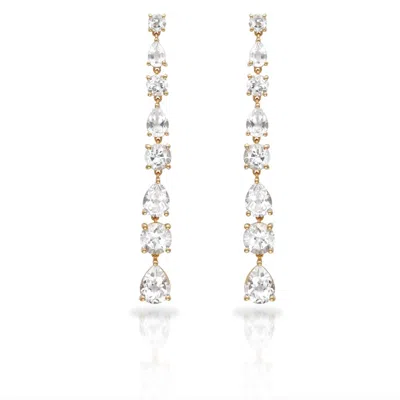 Augustine Jewels Women's Gold / White Long White Topaz Earrings - Yellow Gold Vermeil In Multi