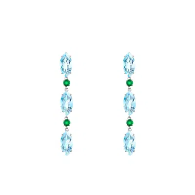 Augustine Jewels Women's Green / Blue / Silver Blue Topaz & Agate Earrings In Multi