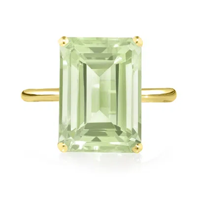 Augustine Jewels Women's Green / Gold Yellow Gold Vermeil Green Amethyst Cocktail Ring In Multi