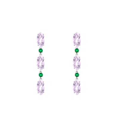 Augustine Jewels Women's Green / Silver Purple Amethyst & Agate Earrings In Multi