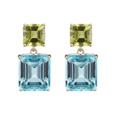 Augustine Jewels Women's Peridot & Blue Topaz Octagon Gold Earrings In Multi