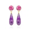 Augustine Jewels Women's Pink / Purple / Gold Purple Amethyst & Pink Tourmaline Gold Drop Earrings