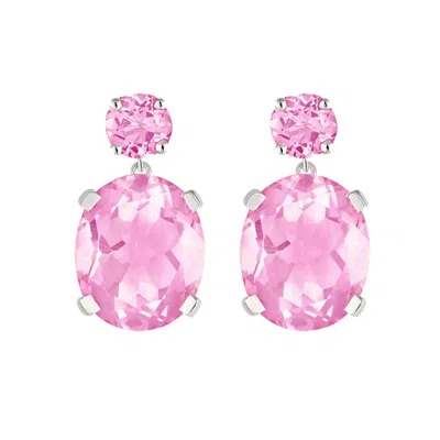 Augustine Jewels Women's Pink / Silver Sterling Silver Or White Gold Pink Topaz Drop Earrings In Multi
