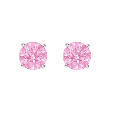 Augustine Jewels Women's Pink / Silver Sterling Silver Pink Topaz Stud Earrings In Multi