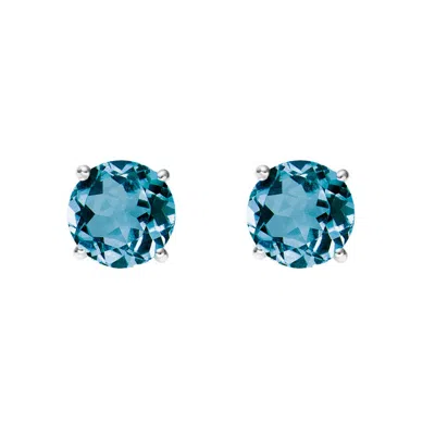 Augustine Jewels Women's Silver / Green / Blue Sterling Silver Teal Blue Topaz Stud Earrings In Multi