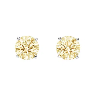 Augustine Jewels Women's Silver / Yellow Citrine Large Stud Earrings In Multi