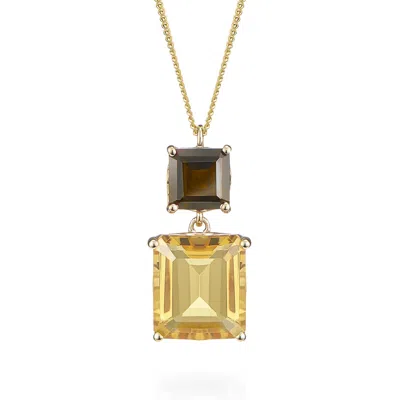 Augustine Jewels Women's Smoky Quartz & Yellow Citrine Octagon Gold Pendant