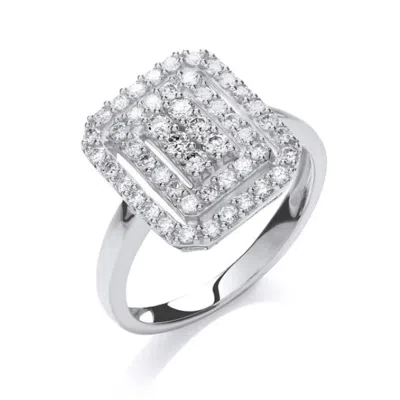 Augustine Jewels Women's White Diamond Pavé Square Ring