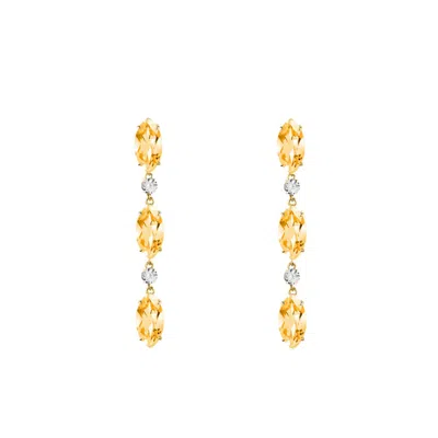 Augustine Jewels Women's White / Gold Citrine & White Topaz Earrings In Multi
