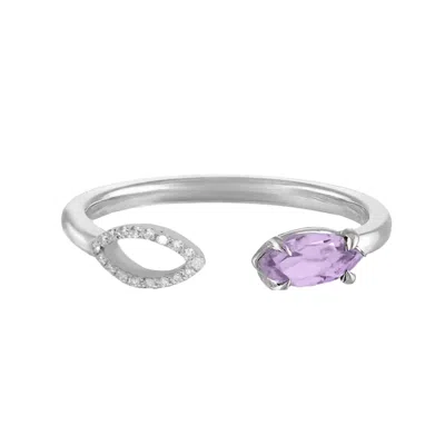 Augustine Jewels Women's White / Orange Purple Amethyst & Diamond Ring In Multi