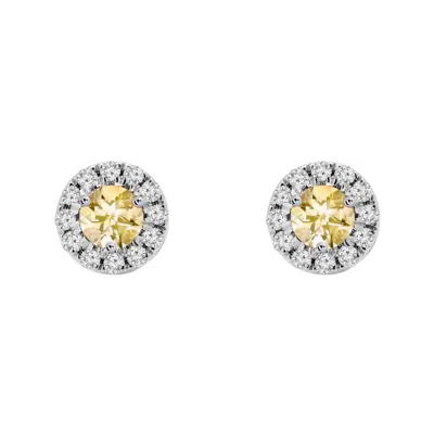 Augustine Jewels Women's White / Pink Birthstone Halo Earrings - Citrine In Multi