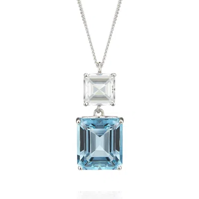 Augustine Jewels Women's White Topaz & Blue Topaz Octagon White Gold Pendant In Multi