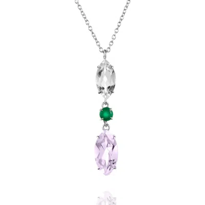 Augustine Jewels Women's White Topaz & Purple Amethyst & Agate Necklace In Multi