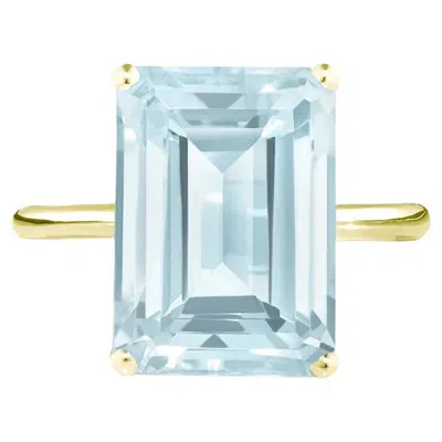 Pre-owned Augustine Jewels Yellow Gold Aquamarine Cocktail Ring