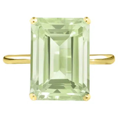 Pre-owned Augustine Jewels Yellow Gold Green Amethyst Ring