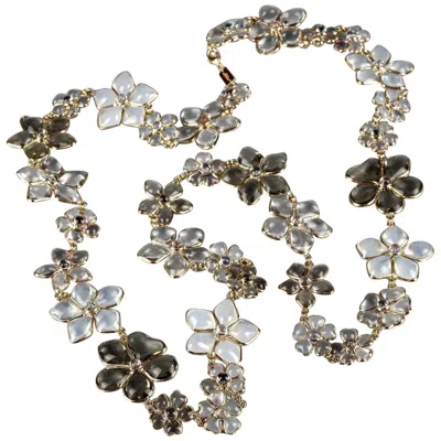 Pre-owned Augustine Thierry For Gripoix Augustine Paris By Thierry Gripoix Poured Glass Flower Long Necklace In Gray