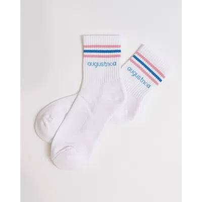 Augustnoa The Best Striped Ankle Sock In White