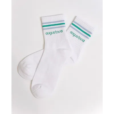 Augustnoa The Best Striped Ankle Sock In White