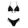 Aulala Paris Women's Black The Midnight Fringe Sequin Bikini In Black