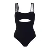 Aulala Paris Women's Black The Modern Muse One Piece Swimsuit With Wide Beaded Strap In Black