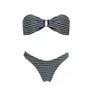 Aulala Paris Women's Black The Ondine - Midnight - Reversible Striped Bandeau Bikini In Black