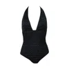 Aulala Paris Women's Black The Pearl & Shell-midnight - Halter One-piece Swimsuit