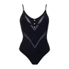 Aulala Paris Women's Black The Pearl V-illusion One Piece Swimsuit With Mesh Detail In Black