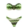 Aulala Paris Women's Green Coastal Forests Bandeau Broderie Bikini In Green