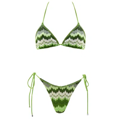 Aulala Paris Women's Green Coastal Forests Triangle Broderie Bikini