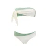 Aulala Paris Women's Green Twinkle Star Bi-colour Bandeau Bikini With Knot In Green