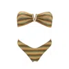 Aulala Paris Women's Neutrals Metallic Mermaid Vintage Inspired Lurex Striped Bikini Set In Yellow