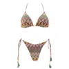 Aulala Paris Women's Neutrals Rose Blush Triangle Broderie Bikini With Tessels In Blue