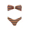 Aulala Paris Women's Pink / Purple Metallic Mermaid Vintage Inspired Lurex Striped Bikini - Pink & Purple In Pink/purple