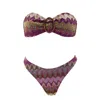 Aulala Paris Women's Pink / Purple Nocturnal Sky Bandeau Broderie Bikini In Pink/purple