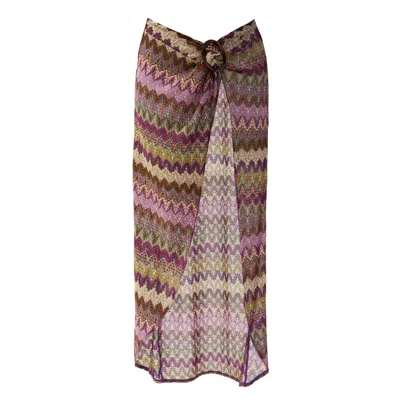 Aulala Paris Women's Pink / Purple Nocturnal Sky Broderie Beach Sarong In Pink/purple