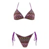 Aulala Paris Women's Pink / Purple Nocturnal Sky Triangle Broderie Bikini In Pink/purple