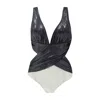 Aulala Paris Women's Sparkle Soiree Draped Shiny One-piece Swimsuit - Black In Black