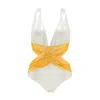 Aulala Paris Women's Sparkle Soiree Draped Shiny One-piece Swimsuit - White In White