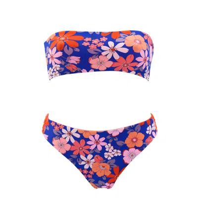 Aulala Paris Women's Summer Blossom Orange Reversible Bandeau Bikini