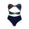 Aulala Paris Women's The Ocean Whisper - Shiny Bandeau One-piece Swimsuit Mystical Black