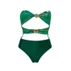 Aulala Paris Women's The Ocean Whisper - Shiny Bandeau One-piece Swimsuit Oceanic Green