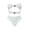 Aulala Paris Women's The Ocean Whisper - Shiny Bandeau One-piece Swimsuit  Pearl White